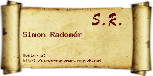 Simon Radomér névjegykártya